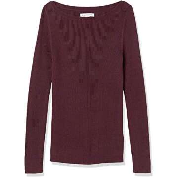 Lightweight Ribbed Boat Neck Slim-Fit Sweater for Women
