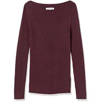 Lightweight Ribbed Boat Neck Slim-Fit Sweater for Women