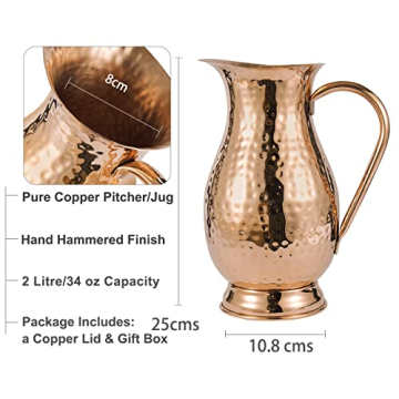 Handcrafted Copper Water Pitcher for Elegant Serving