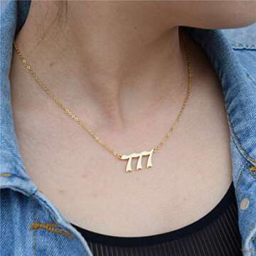 HUTINICE Angel Number Necklace, 777 Necklace Gold Dainty Choker Lucky Numbers Pendant Numerology Minimalist Women Jewelry (777-Gold)
