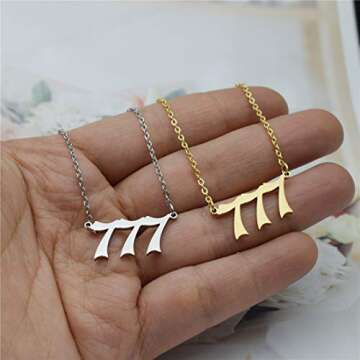 HUTINICE Angel Number Necklace, 777 Necklace Gold Dainty Choker Lucky Numbers Pendant Numerology Minimalist Women Jewelry (777-Gold)