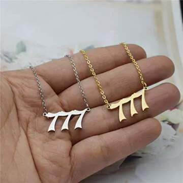 HUTINICE Angel Number Necklace, 777 Necklace Gold Dainty Choker Lucky Numbers Pendant Numerology Minimalist Women Jewelry (777-Gold)