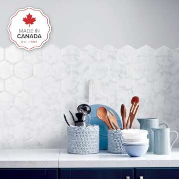 SMART TILES Peel and Stick Backsplash - 5 Sheets of 10.61" x 9.56" - 3D Adhesive Peel and Stick Tile...