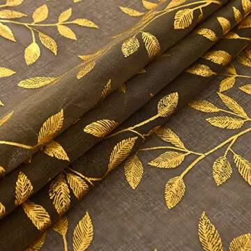 Deeprove Elegant Gold Foil Sheer Window Curtains Set