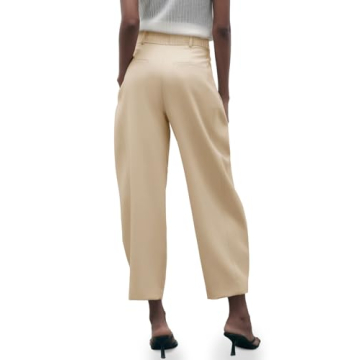 Cicy Bell Womens Casual Dress Pants High Waisted Button Work Office Pleated Trousers with Pockets Khaki