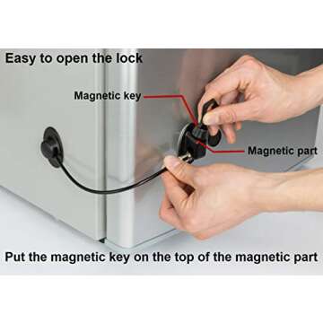 2 Pack Refrigerator Lock with with Magnetic, Black Refrigerator Lock Dorm Freezer Door Lock and Chil...