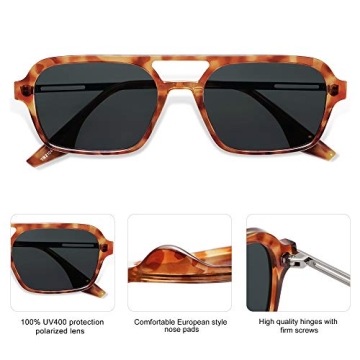 SOJOS Vintage Polarized Aviator Sunglasses Yellow Tortoise Frame