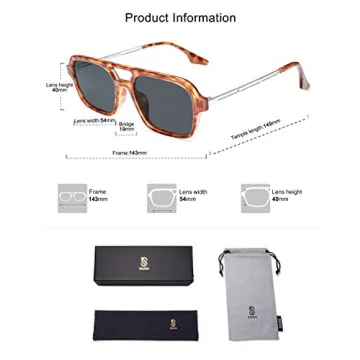 SOJOS Vintage Polarized Aviator Sunglasses Yellow Tortoise Frame