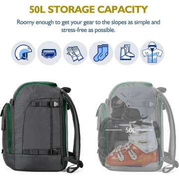 Unigear Ski Boot Backpack - 50L Travel Bag for Ski Gear
