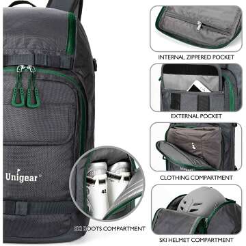 Unigear Ski Boot Backpack - 50L Travel Bag for Ski Gear