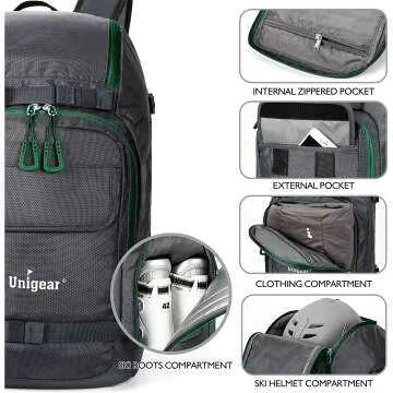 Unigear Ski Boot Backpack - 50L Travel Bag for Ski Gear
