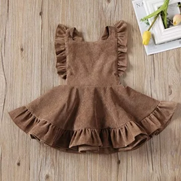 Karuedoo Baby Girls Velvet Suspender Skirt for Toddlers