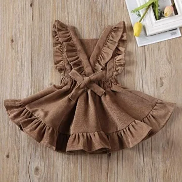 Karuedoo Baby Girls Velvet Suspender Skirt for Toddlers