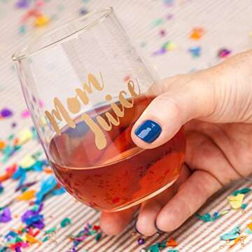Mom Juice Wine Glass - Funny Gift for Wine Lovers - Mother, Sister, Friend, Birthday, Mother's Day, Christmas,17oz
