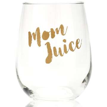Mom Juice Wine Glass - Funny Gift for Wine Lovers - Mother, Sister, Friend, Birthday, Mother's Day, Christmas,17oz