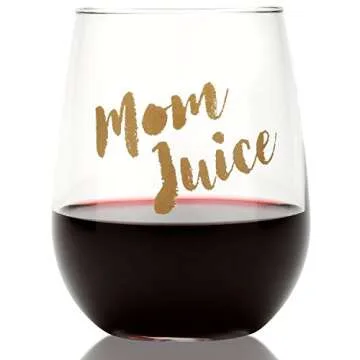 Mom Juice Wine Glass - Funny Gift for Wine Lovers - Mother, Sister, Friend, Birthday, Mother's Day, Christmas,17oz