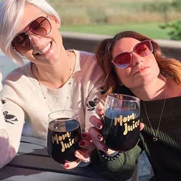 Mom Juice Wine Glass - Funny Gift for Wine Lovers - Mother, Sister, Friend, Birthday, Mother's Day, Christmas,17oz