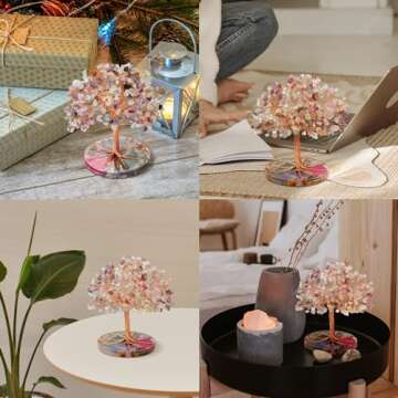 ZenBless 7 Chakra Healing Crystals Stones Tree, Green Fluorite Leaf Wire Wrapped on Natural Agate Sl...