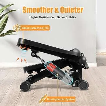Steppers for Exercise, Stair Stepper with Resistance Bands, Mini Stepper with 300LBS Loading Capacity, Hydraulic Fitness Stepper with LCD Monitor