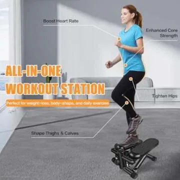 Steppers for Exercise, Stair Stepper with Resistance Bands, Mini Stepper with 300LBS Loading Capacity, Hydraulic Fitness Stepper with LCD Monitor