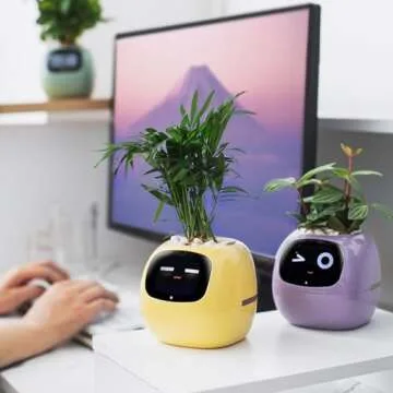 PLANTSIO Smart pet Planter Robot Guidance on Plant Care with Emojis, Adorable Plant Companion with Rich Gesture Interaction, Neat Desk Setup Gift (Green)
