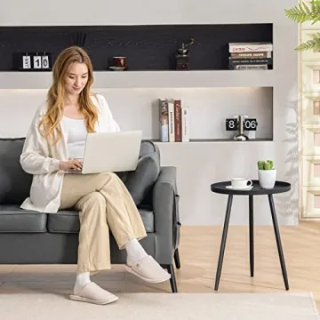 Apicizon 16" Round Side Table - Stylish & Functional Black Accent Table