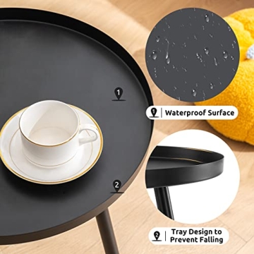 Apicizon 16" Round Side Table - Stylish & Functional Black Accent Table