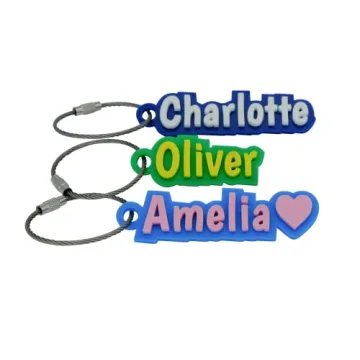 Fun Personalized Water Bottle and Bag Name Tag Whimsy Font, Hard Plastic Luggage Label Custom Nameta...