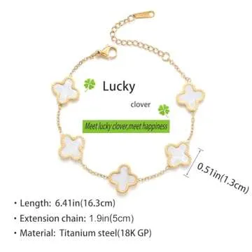 TICVRSS 18K Gold Plated Clover Bracelet Gold Love bangle Set for Women Stackable Cute Fashion Simple Friendship Bracelet Lucky Bracelets Jewelry Gifts Trendy for Women 7in