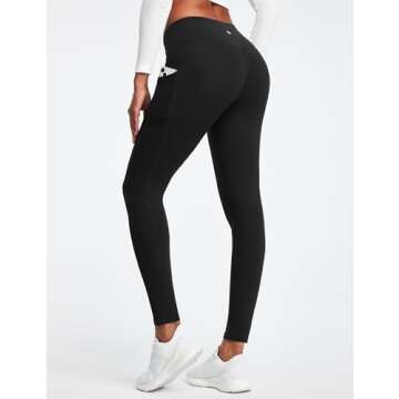 Heathyoga Fleece Lined Leggings with Pockets for Women Thermal Leggings Warm Leggings Women Winter High Waisted Yoga Pants Black