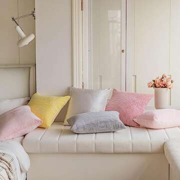 Home Brilliant Baby Pink Throw Pillow Cover – Plush Velvet Corduroy Decorative Sham 26 x 26 inch f...