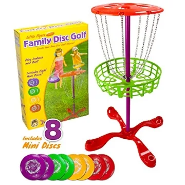 K-Roo Sports Little Flyers Family Disc Golf and Target Set | 8 Mini Discs and 25-inch Tall Basket | ...