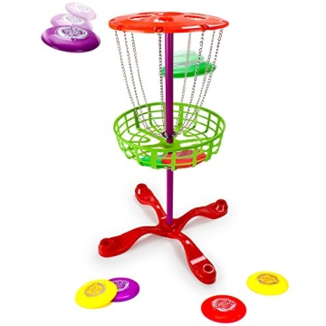 K-Roo Sports Little Flyers Family Disc Golf Set | Mini Discs & Basket