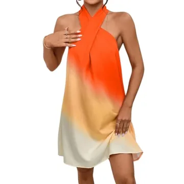 Milumia Women's Ombre Print Halter Dress Summer Casual