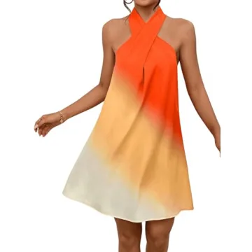 Milumia Women's Ombre Print Halter Dress Summer Casual