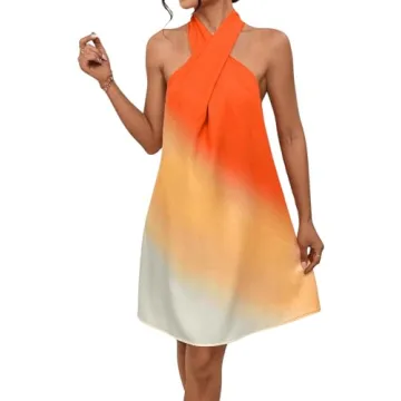 Milumia Women's Ombre Print Halter Dress Summer Casual