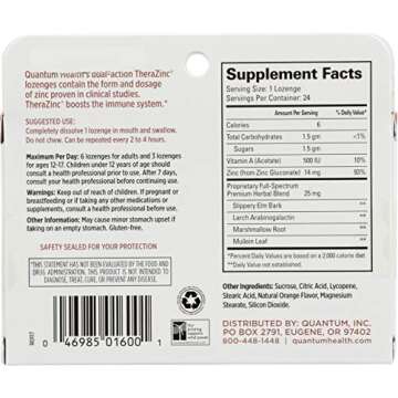 Quantum Therazinc Orange, 24 Count Acetate Lozenges, 0.5 Unit