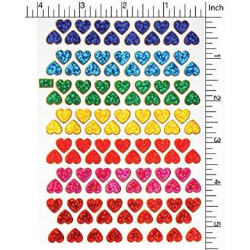 Jazzstick 10-Sheet Valentines Heart Stickers Glitter Red & Colors Value Pack Bulk 05