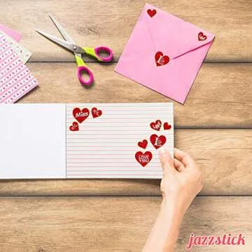 Jazzstick 10-Sheet Valentines Heart Stickers Glitter Red & Colors Value Pack Bulk 05