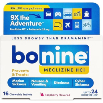 Bonine Chewable Tablets - 24-Hour Non-Drowsy Motion Sickness Relief