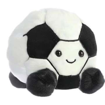 Aurora® Adorable Palm Pals™ Striker Soccerball™ Stuffed Animal - Pocket-Sized Play - Collectable Fun - Black 5 Inches