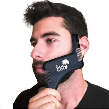 The BEARD BLACK Beard Shaping & Styling Tool with inbuilt Comb for Perfect line up & Edging, use with a Beard Trimmer or Razor to Style Your Beard & Facial Hair, Premium Quality Product (Black)