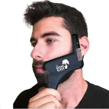 The BEARD BLACK Beard Shaping & Styling Tool with inbuilt Comb for Perfect line up & Edging, use with a Beard Trimmer or Razor to Style Your Beard & Facial Hair, Premium Quality Product (Black)