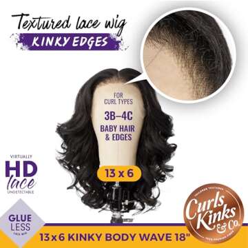 Sensationnel Curls kinksandco kinkyedges wig - kinky body wave 18 inch 13x6 lace frontal natural kin...