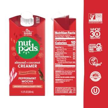 nutpods Peppermint Mocha, (3-Pack), Unsweetened Dairy-Free Creamer, Made from Almonds and Coconuts, ...