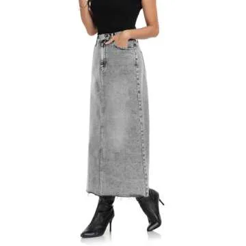 MISS MOLY Women's Long Midi Denim Skirt for Comfort and Fashion