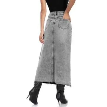 MISS MOLY Women's Long Midi Denim Skirt for Comfort and Fashion