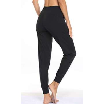 Oalka Women's Joggers High Waist Yoga Pockets Sweatpants Sport Workout Pants Drawstring Black S