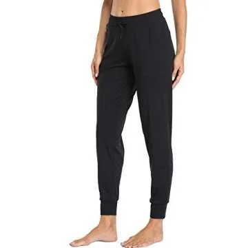 Oalka Women's Joggers High Waist Yoga Pockets Sweatpants Sport Workout Pants Drawstring Black S