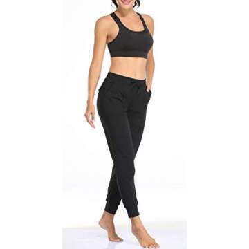 Oalka Women's Joggers High Waist Yoga Pockets Sweatpants Sport Workout Pants Drawstring Black S